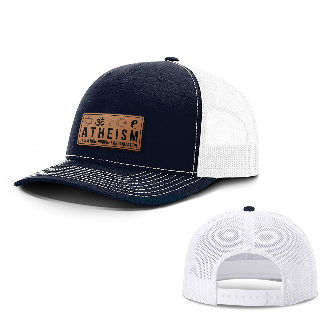 Atheism Non Prophet Leather Patch Hats - BustedTees.com