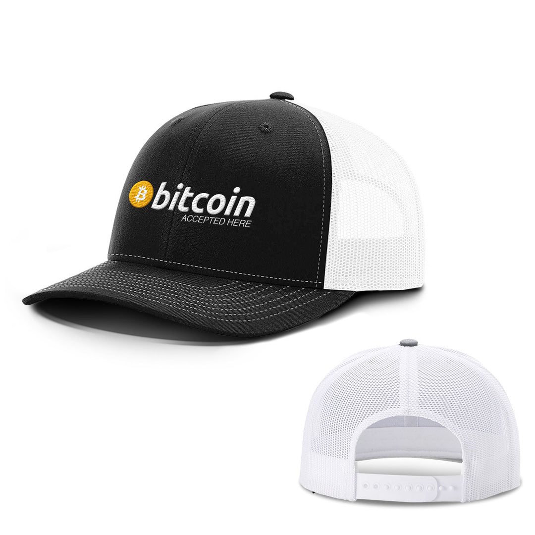 Bitcoin Accepted Here Hats - BustedTees.com