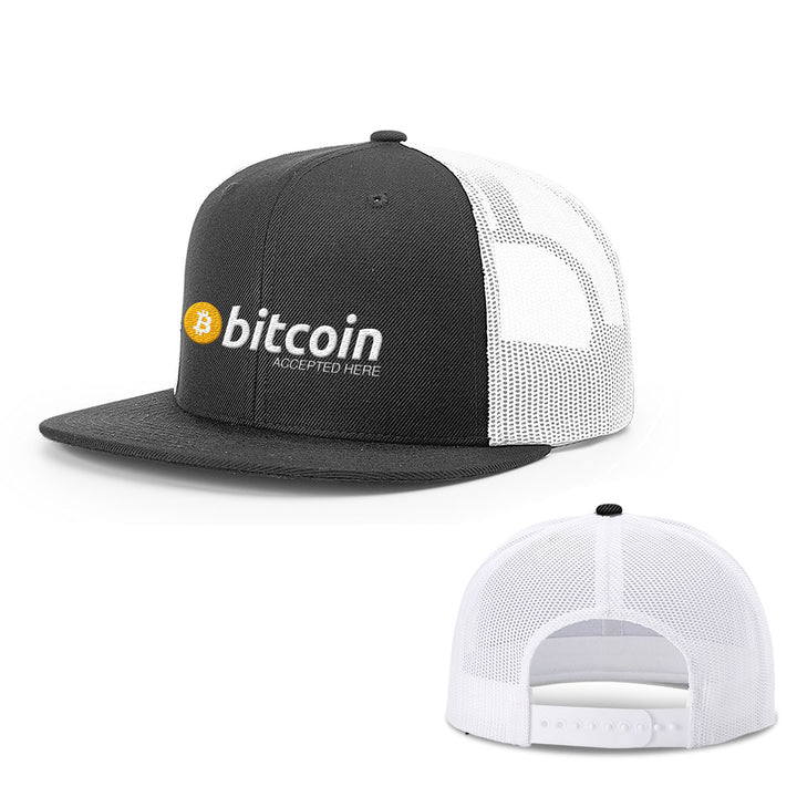 Bitcoin Accepted Here Hats - BustedTees.com