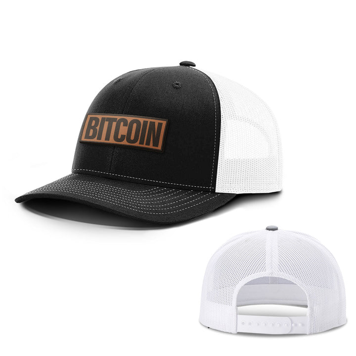 Bitcoin Word Leather Patch Hats - BustedTees.com