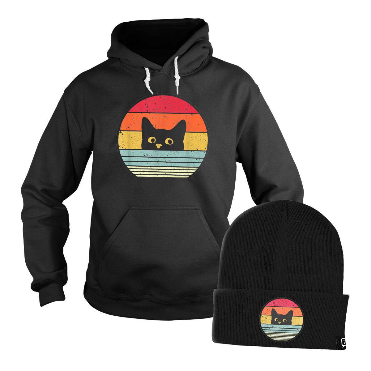 Retro Cat Hoodie + Free Beanie