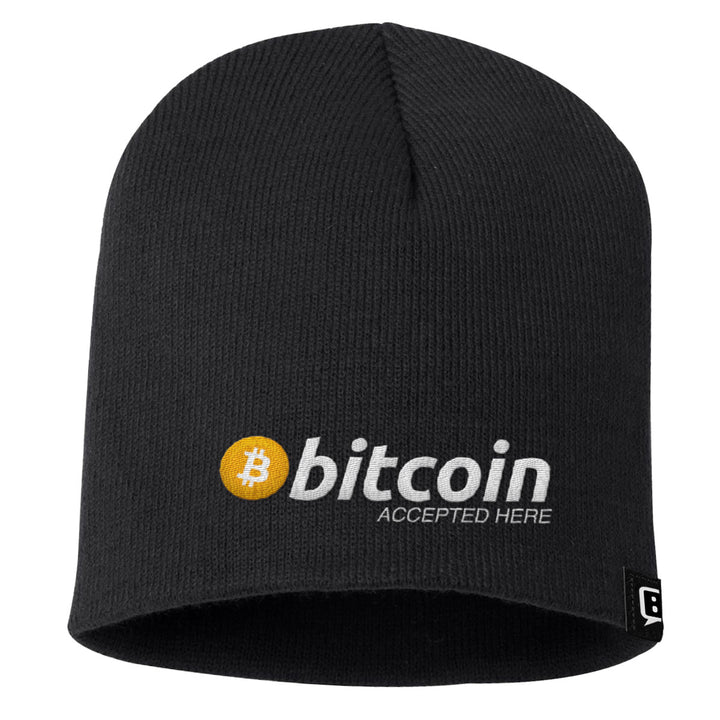 Bitcoin Accepted Here Beanies - BustedTees.com