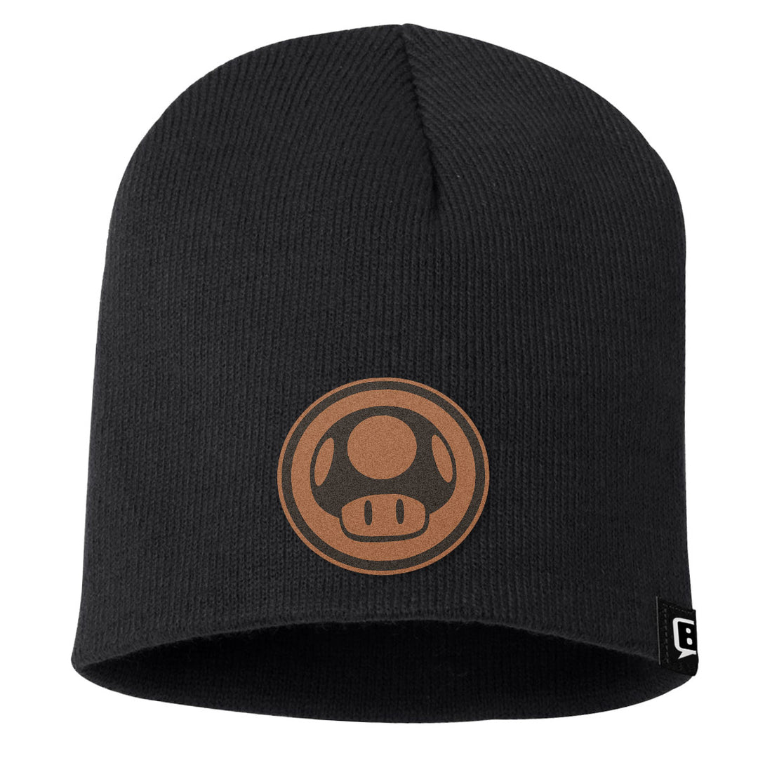 Power Up Leather Patch Beanies - BustedTees.com