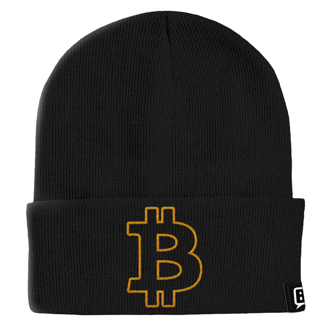 Bitcoin Outline Beanies - BustedTees.com
