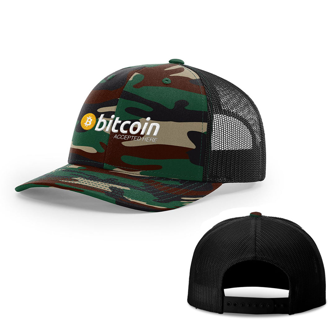 Bitcoin Accepted Here Hats - BustedTees.com