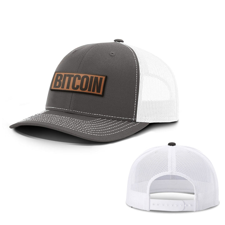 Bitcoin Word Leather Patch Hats - BustedTees.com
