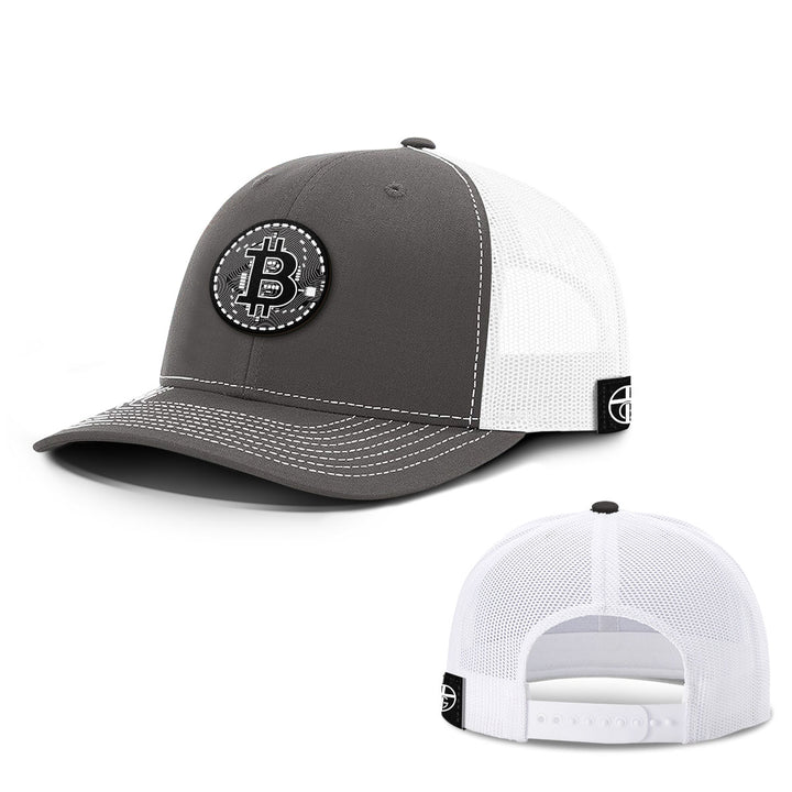 Bitcoin Black and White Patch Hats - BustedTees.com