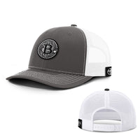 Load image into Gallery viewer, Bitcoin Black and White Patch Hats - BustedTees.com
