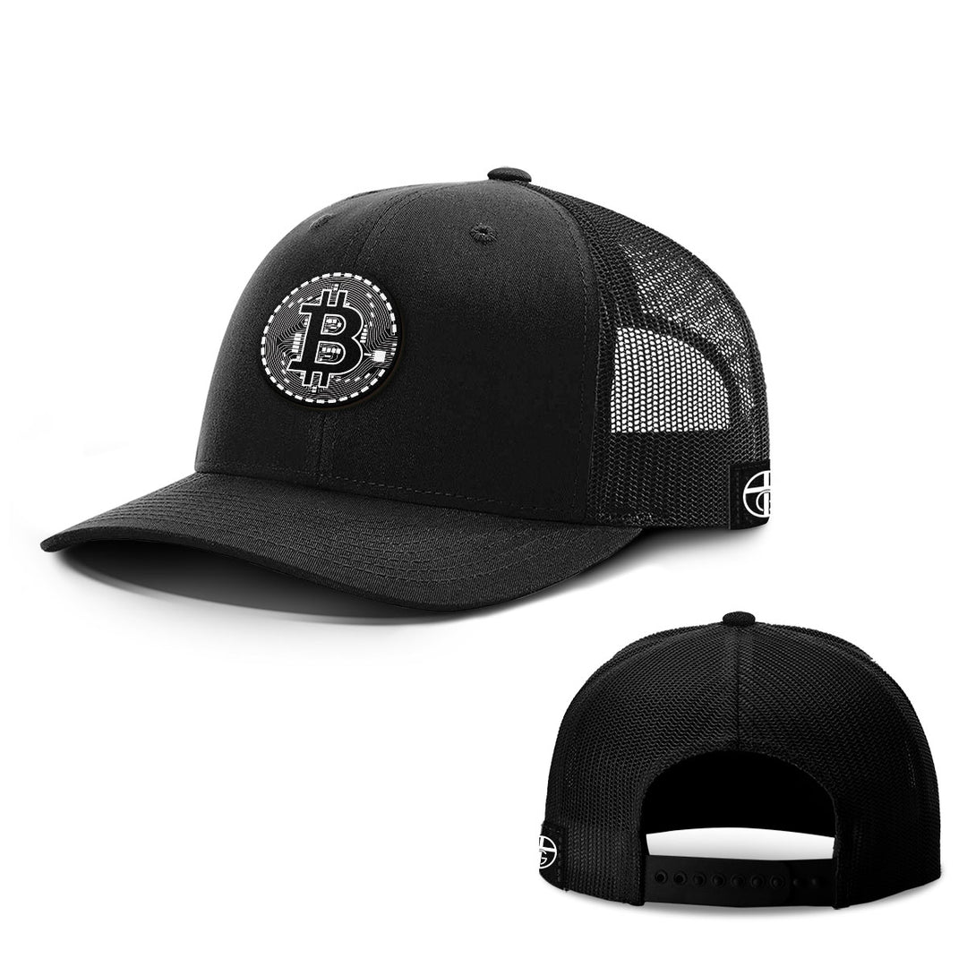 Bitcoin Black and White Patch Hats - BustedTees.com