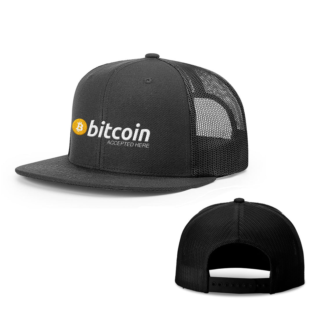 Bitcoin Accepted Here Hats - BustedTees.com
