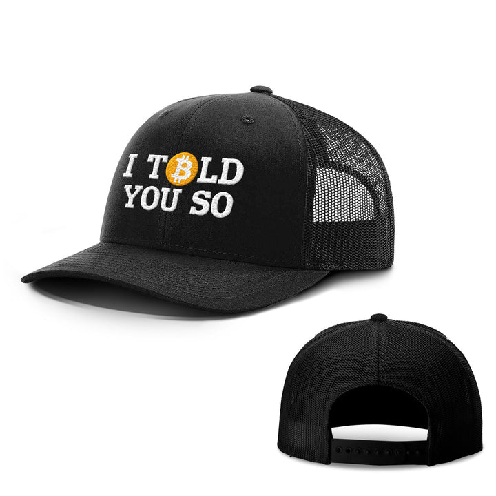 Bitcoin I Told You So Hats - BustedTees.com