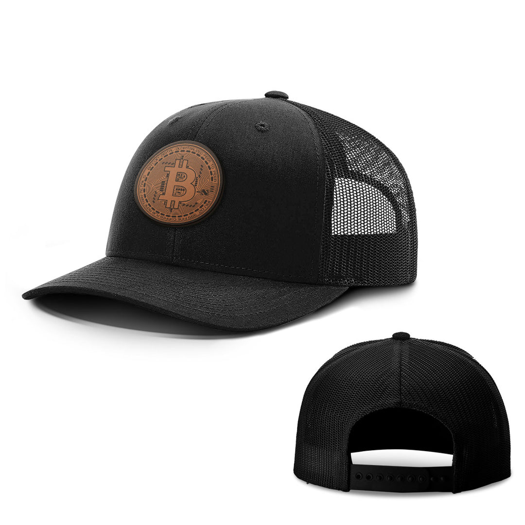 Bitcoin Vector Leather Patch Hats - BustedTees.com