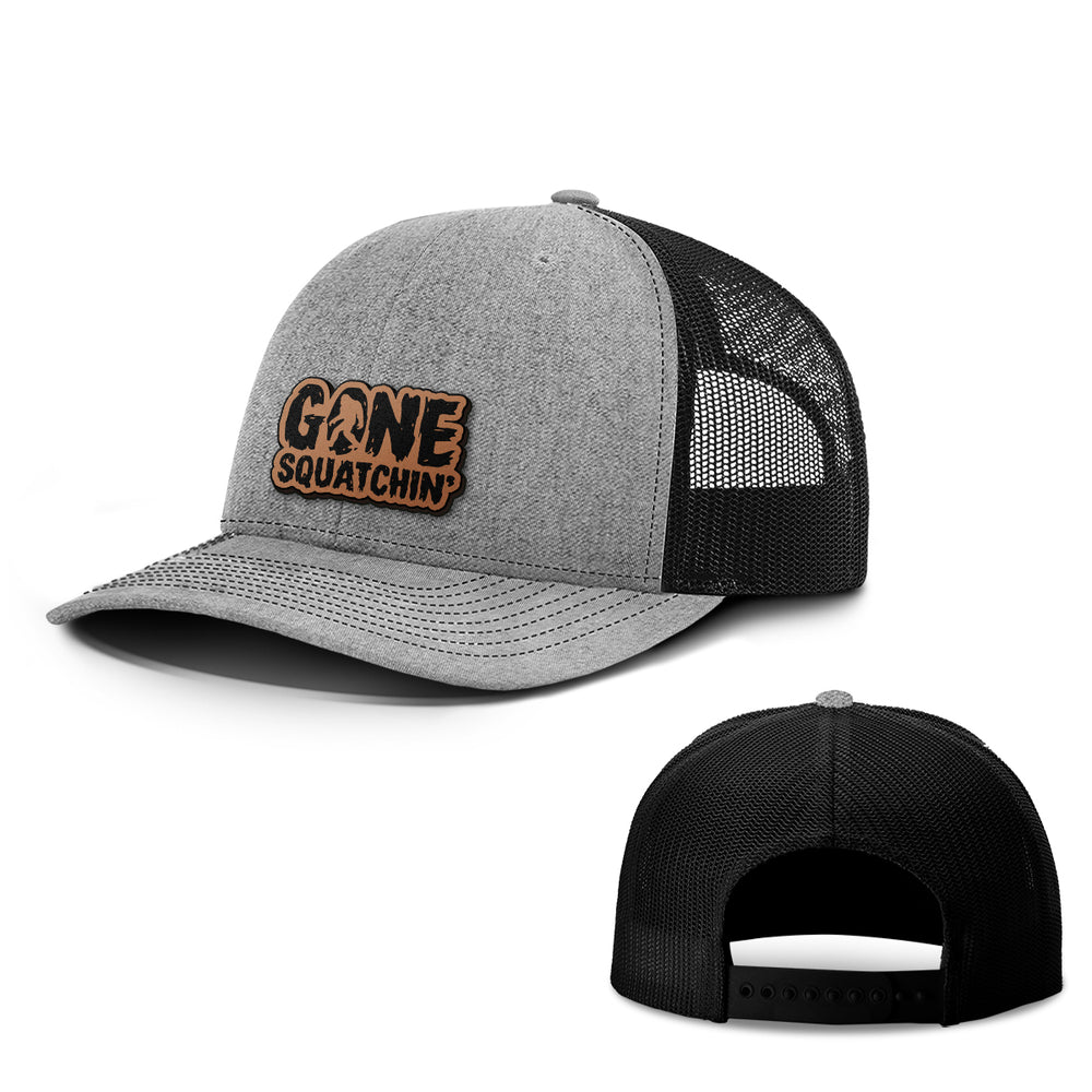 Gone Squatchin Leather Patch Hats - BustedTees.com