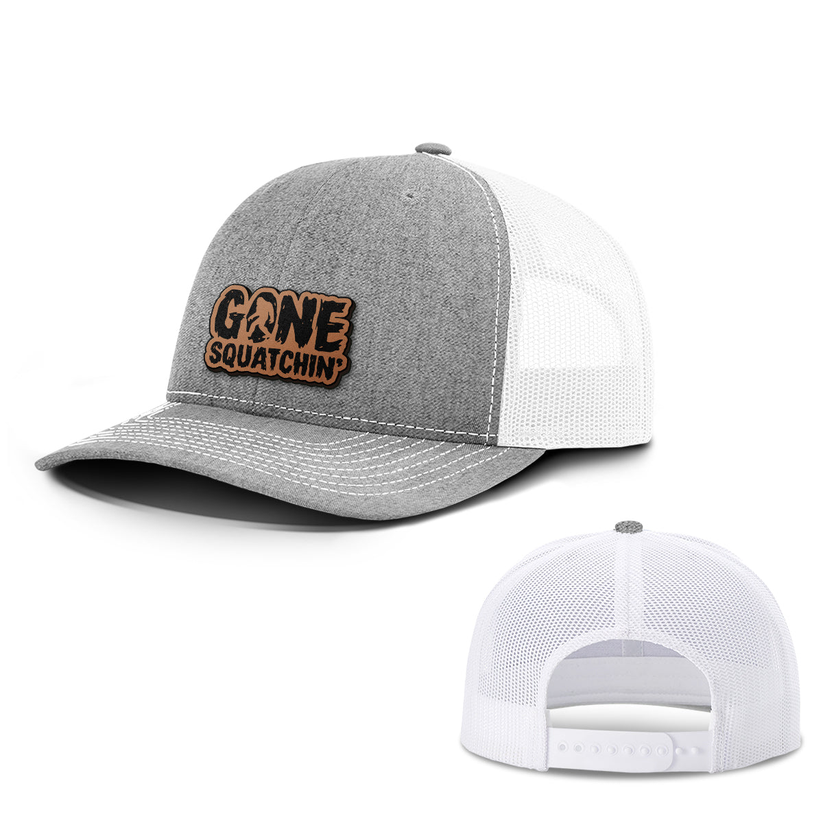 Gone Squatchin Leather Patch Hats - BustedTees.com