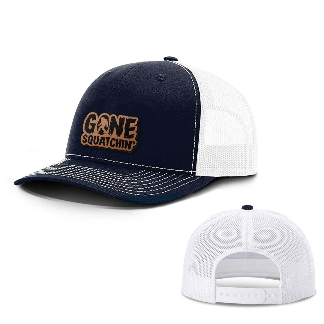 Gone Squatchin Leather Patch Hats - BustedTees.com