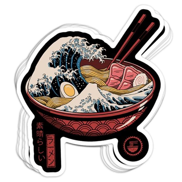 Great Ramen Wave Vinyl Sticker - BustedTees.com