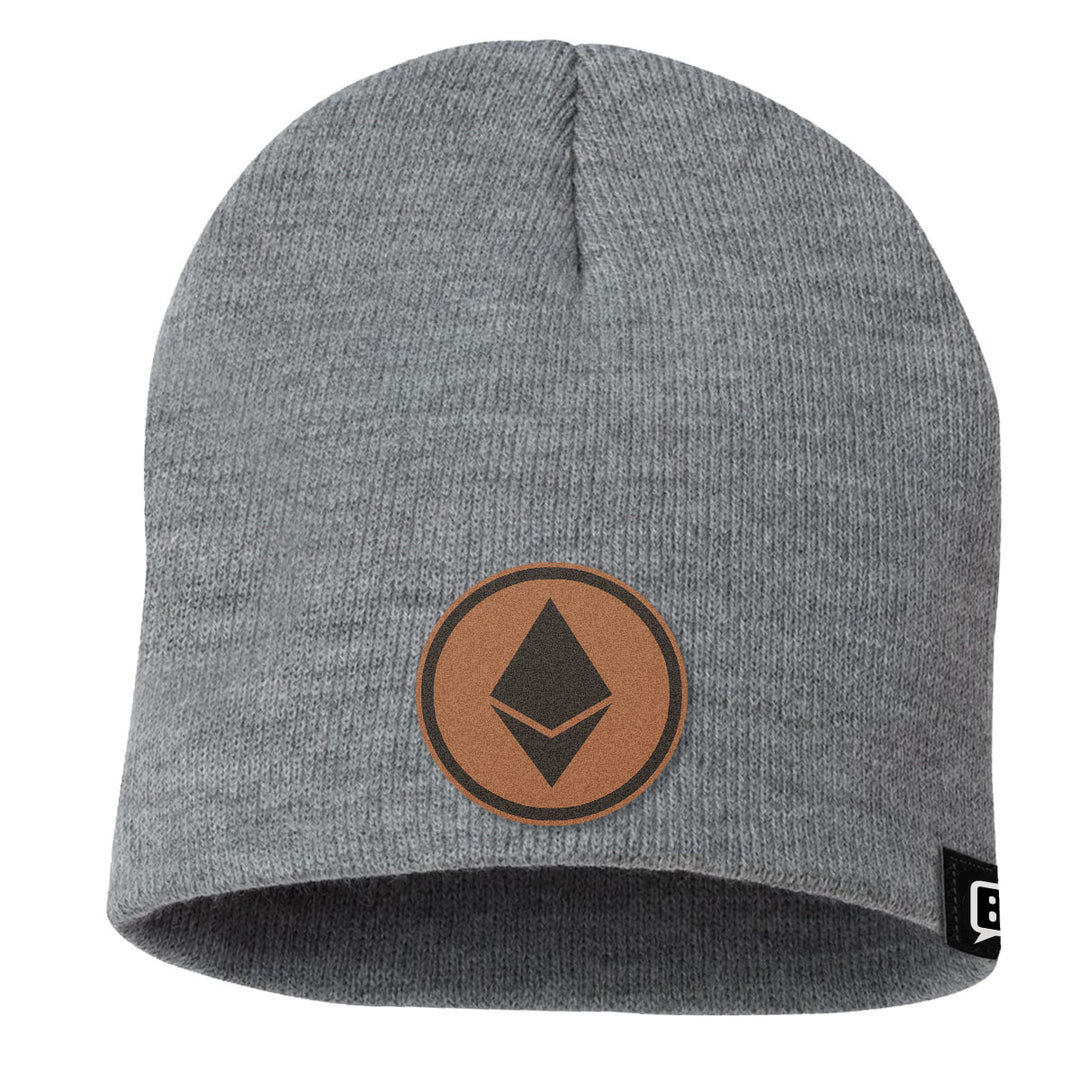 Ethereum Leather Patch Beanies - BustedTees.com