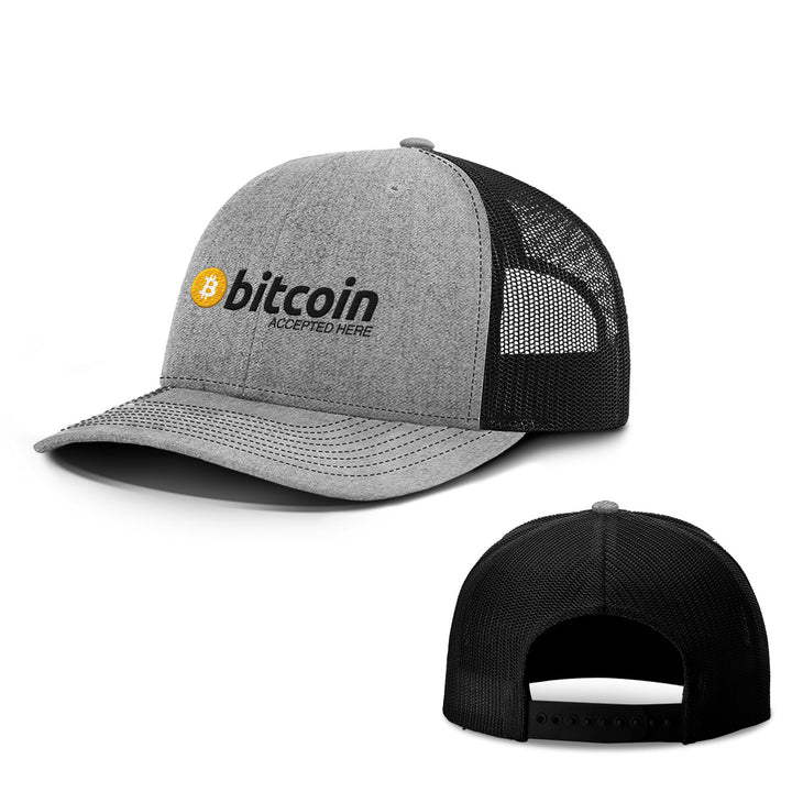 Bitcoin Accepted Here Hats - BustedTees.com