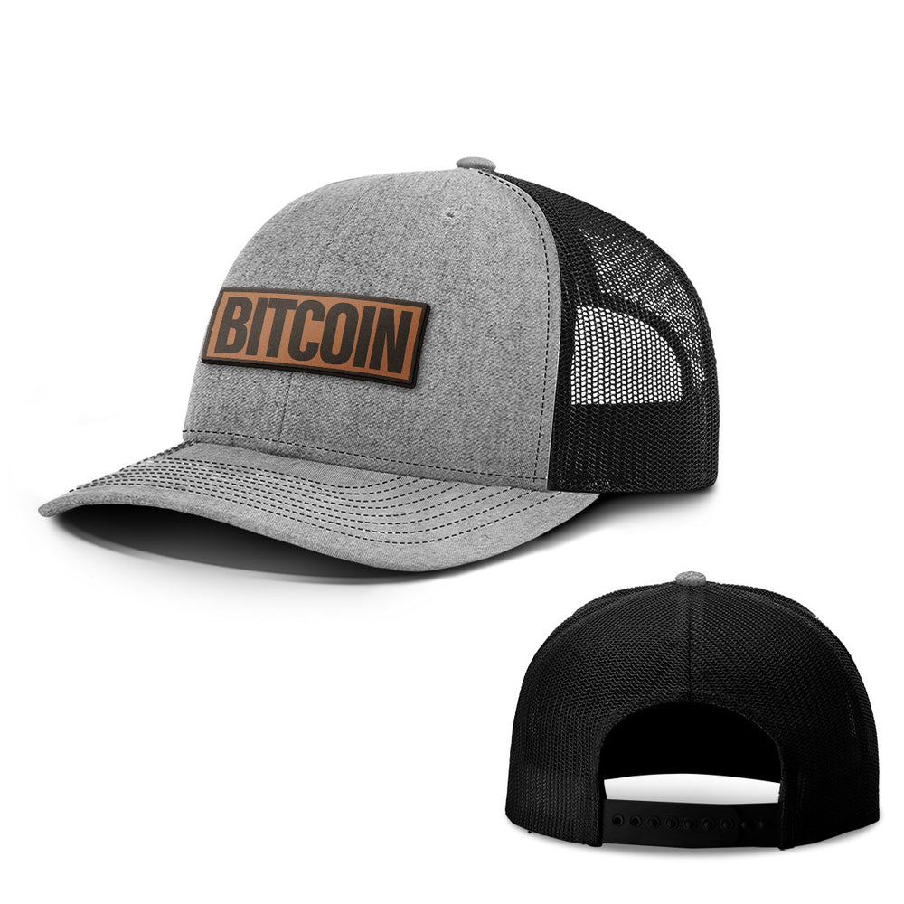 Bitcoin Word Leather Patch Hats - BustedTees.com