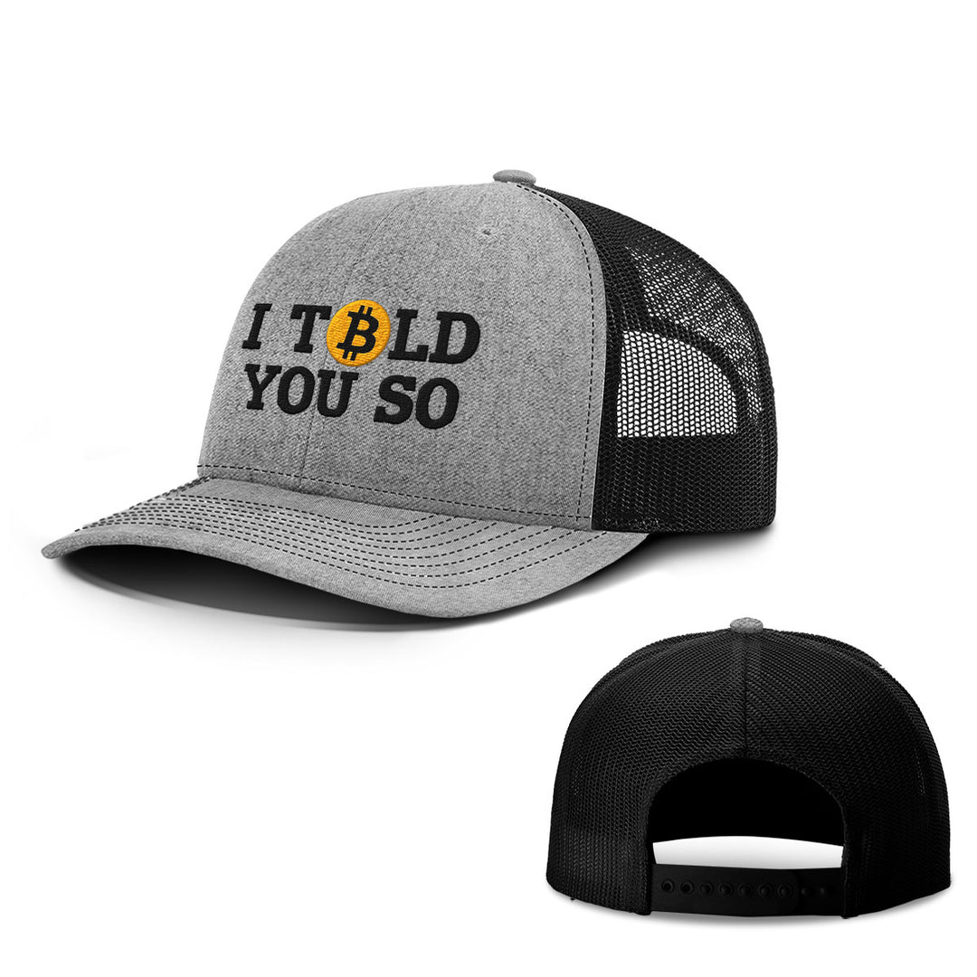 Bitcoin I Told You So Hats - BustedTees.com