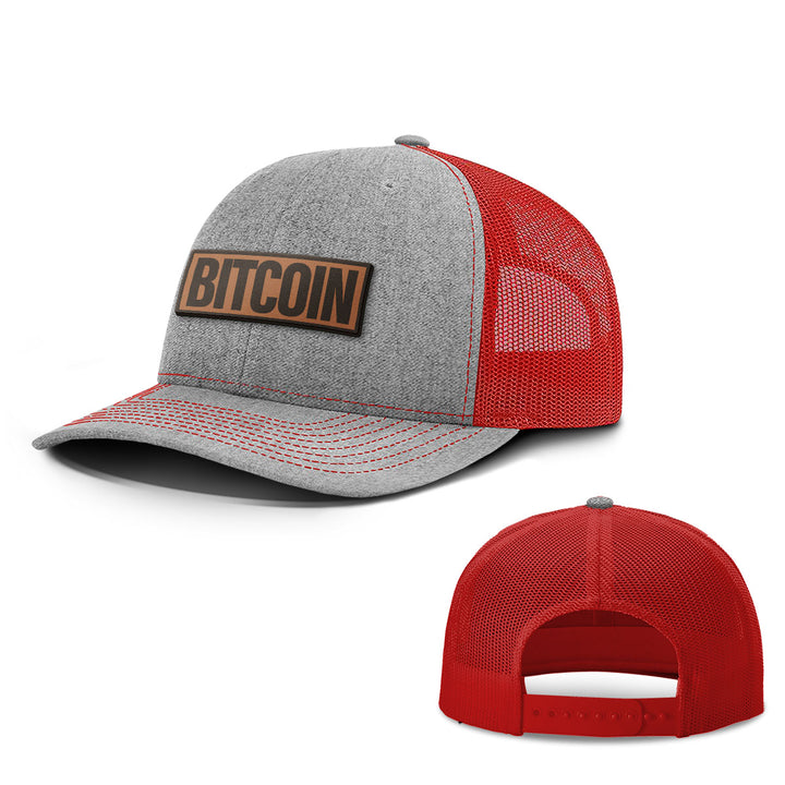 Bitcoin Word Leather Patch Hats - BustedTees.com
