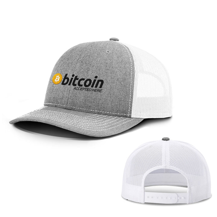 Bitcoin Accepted Here Hats - BustedTees.com