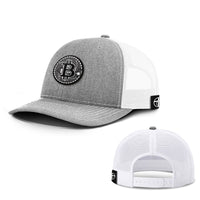Load image into Gallery viewer, Bitcoin Black and White Patch Hats - BustedTees.com
