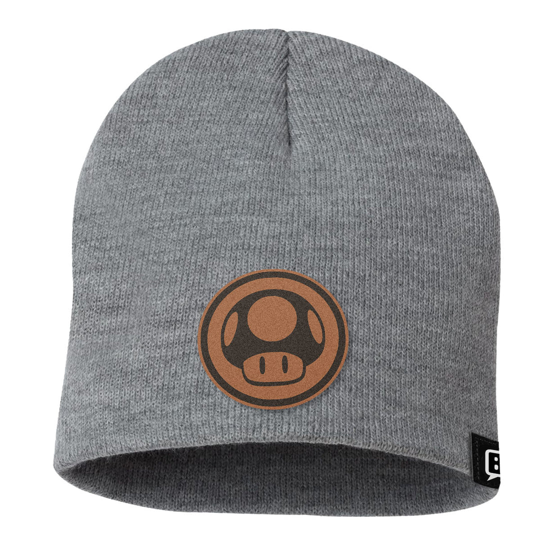 Power Up Leather Patch Beanies - BustedTees.com