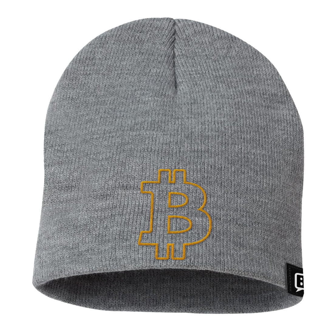 Bitcoin Outline Beanies - BustedTees.com