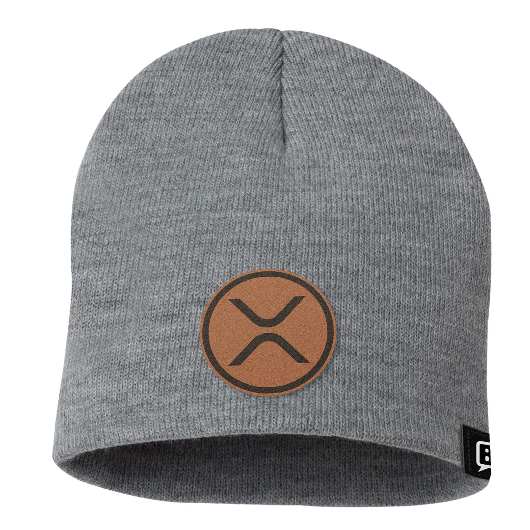 XRP Leather Patch Beanies - BustedTees.com
