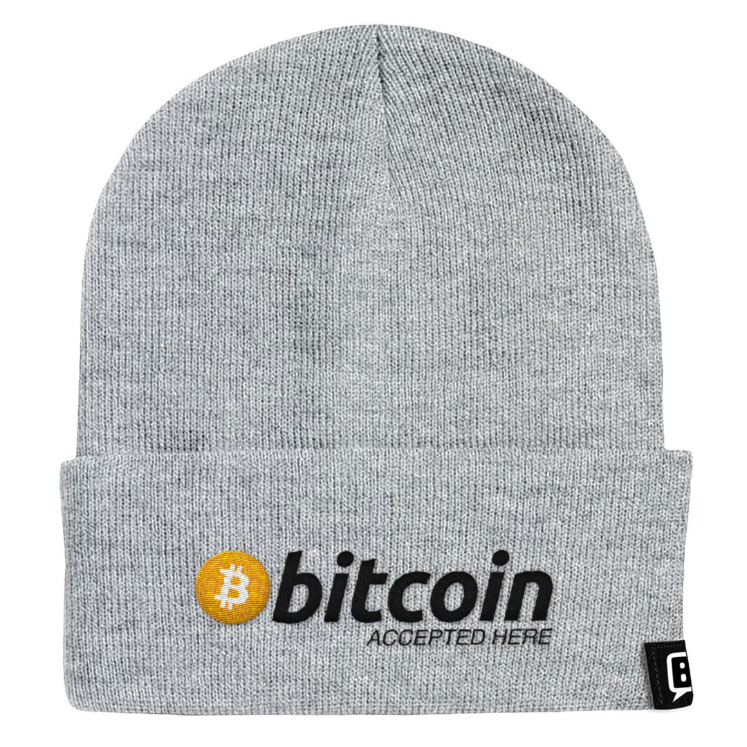 Bitcoin Accepted Here Beanies - BustedTees.com