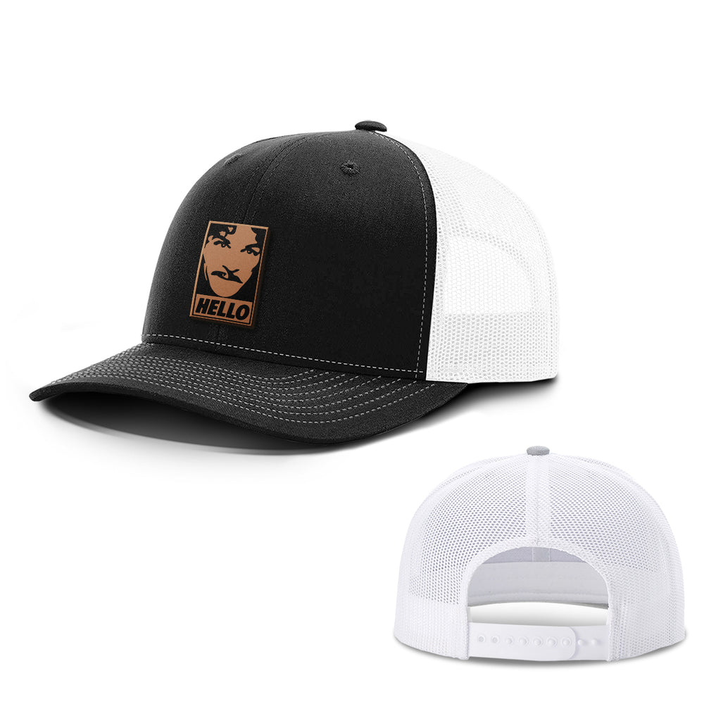 Hello Leather Patch Hats - BustedTees.com