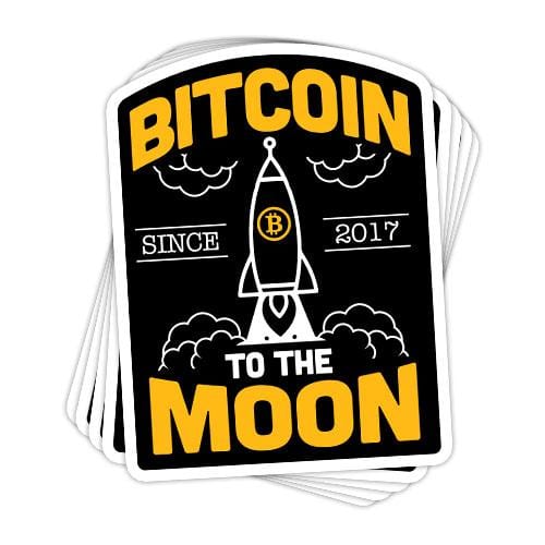Bitcoin To The Moon Vinyl Sticker - BustedTees.com