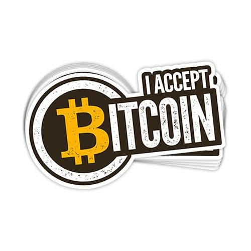I Accept Bitcoin Vinyl Sticker - BustedTees.com