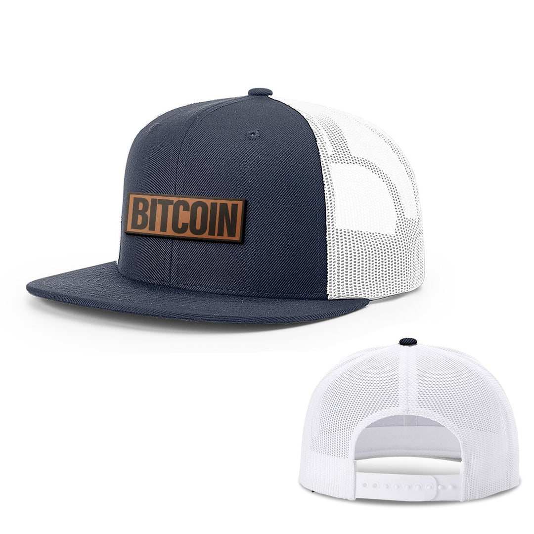 Bitcoin Word Leather Patch Hats - BustedTees.com