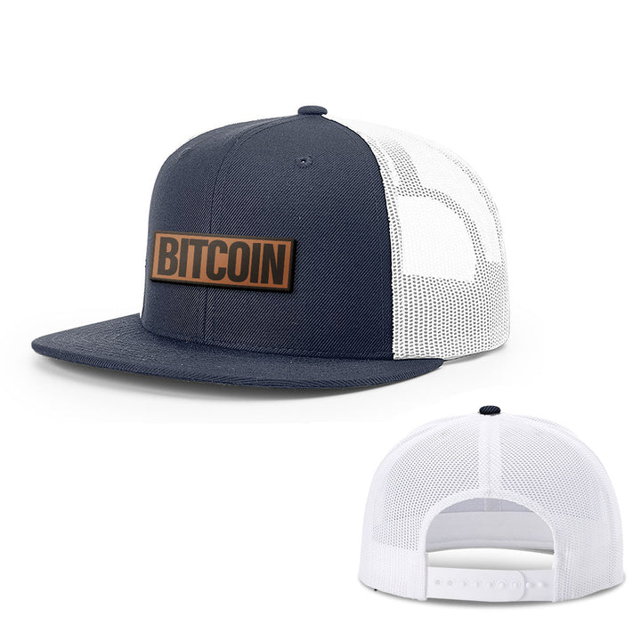 Bitcoin Word Leather Patch Hats - BustedTees.com