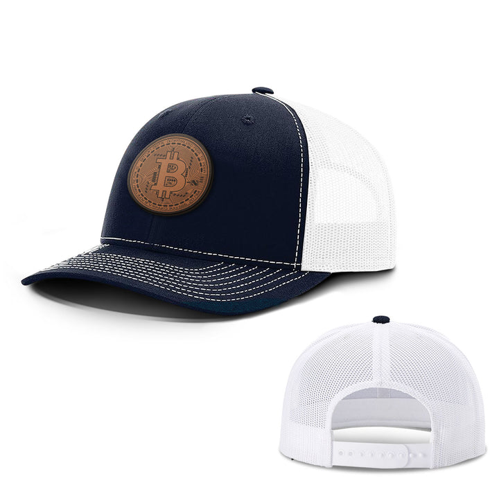 Bitcoin Vector Leather Patch Hats - BustedTees.com