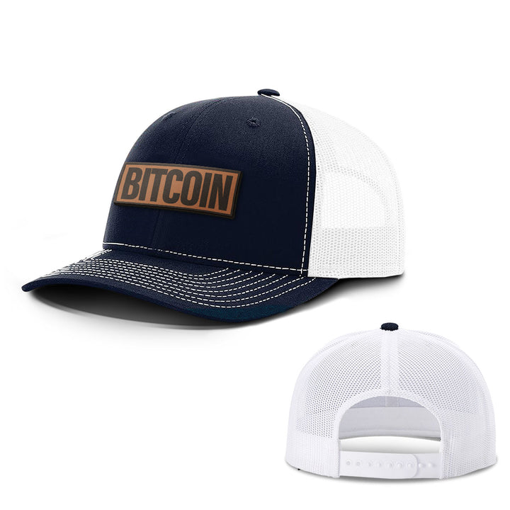 Bitcoin Word Leather Patch Hats - BustedTees.com