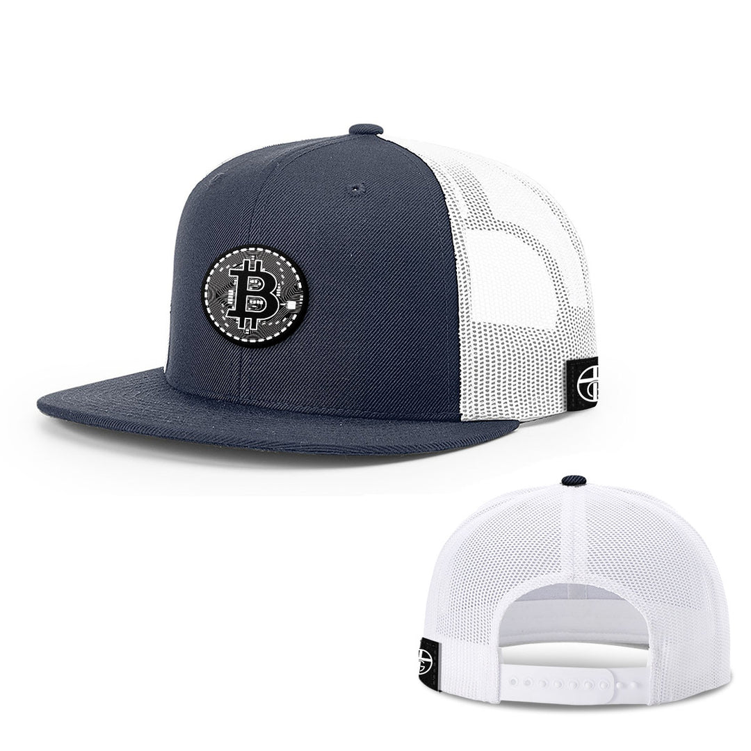 Bitcoin Black and White Patch Hats - BustedTees.com
