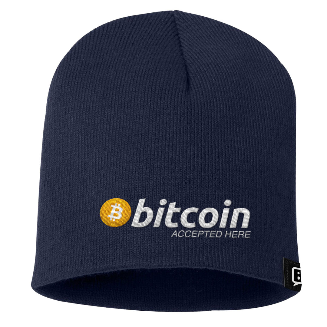 Bitcoin Accepted Here Beanies - BustedTees.com