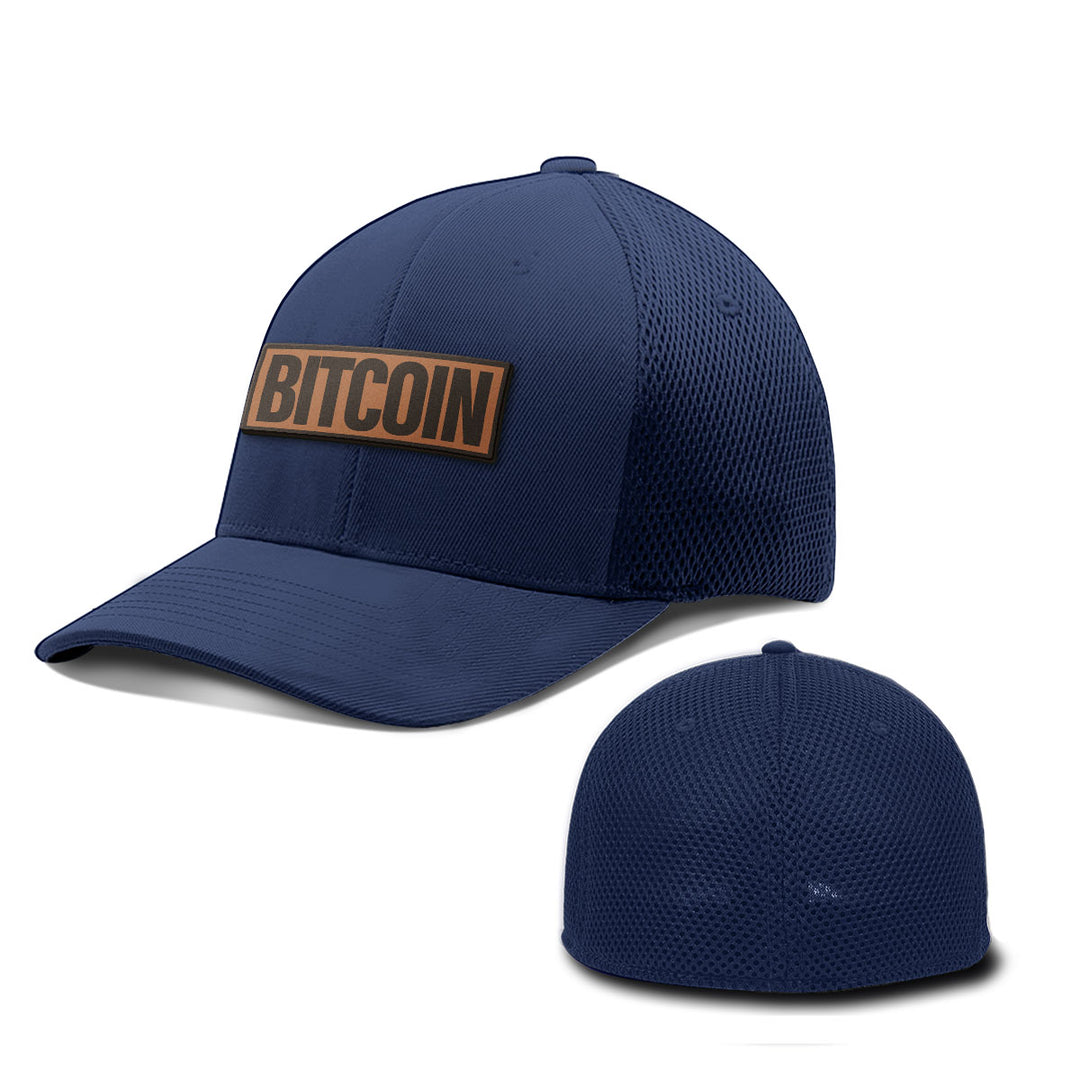 Bitcoin Word Leather Patch Hats - BustedTees.com