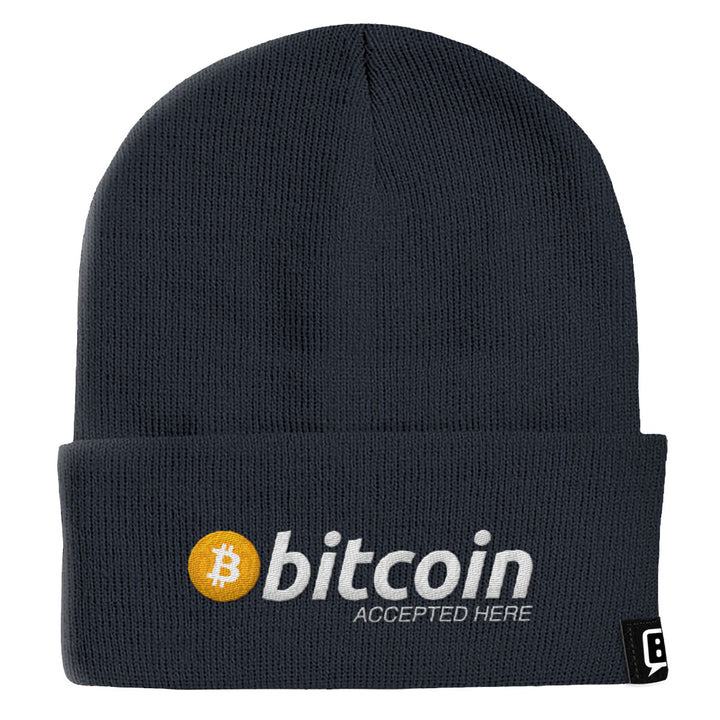 Bitcoin Accepted Here Beanies - BustedTees.com