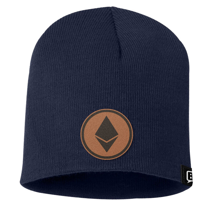 Ethereum Leather Patch Beanies - BustedTees.com