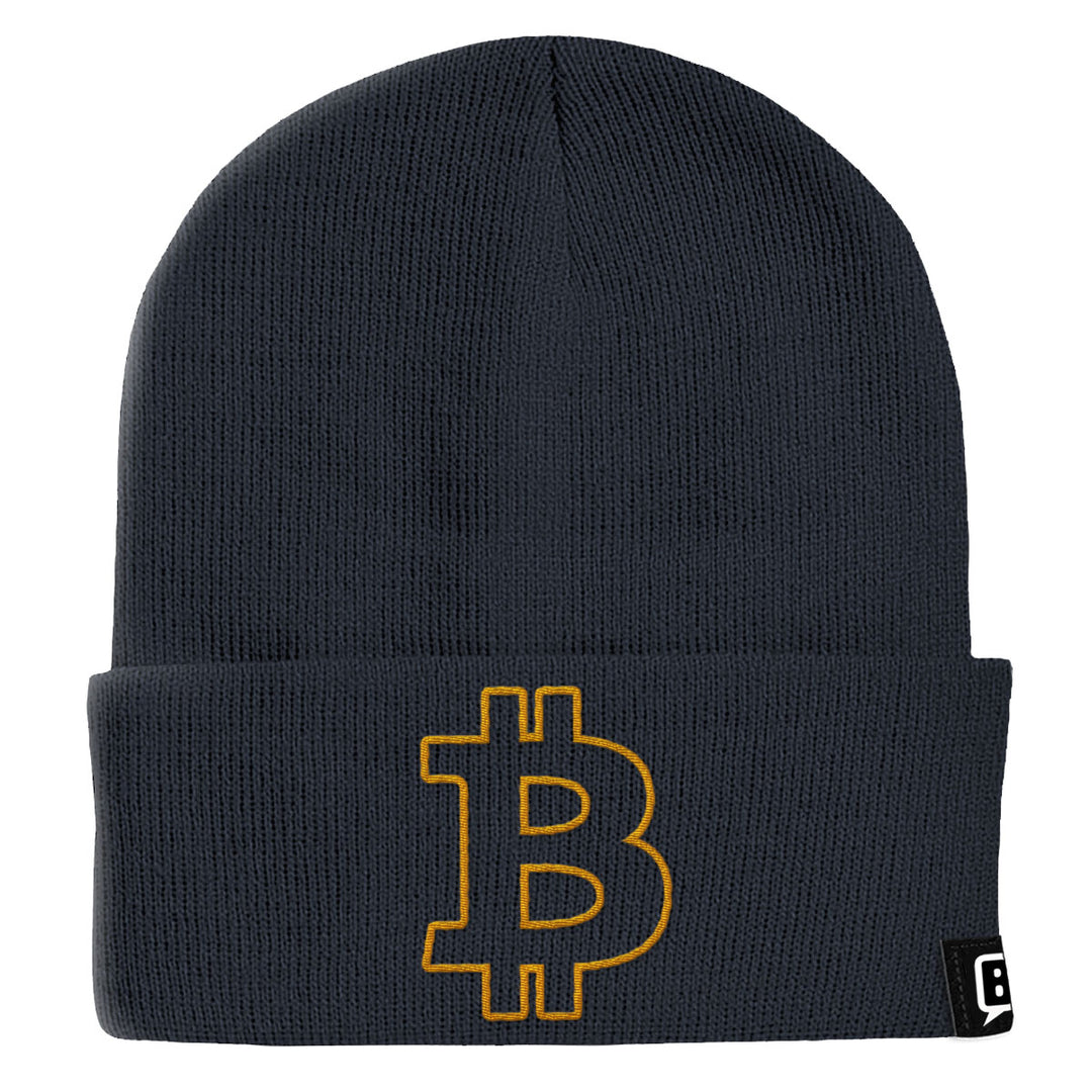 Bitcoin Outline Beanies - BustedTees.com