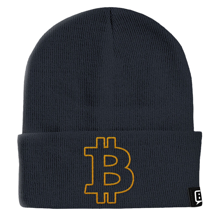 Bitcoin Outline Beanies - BustedTees.com