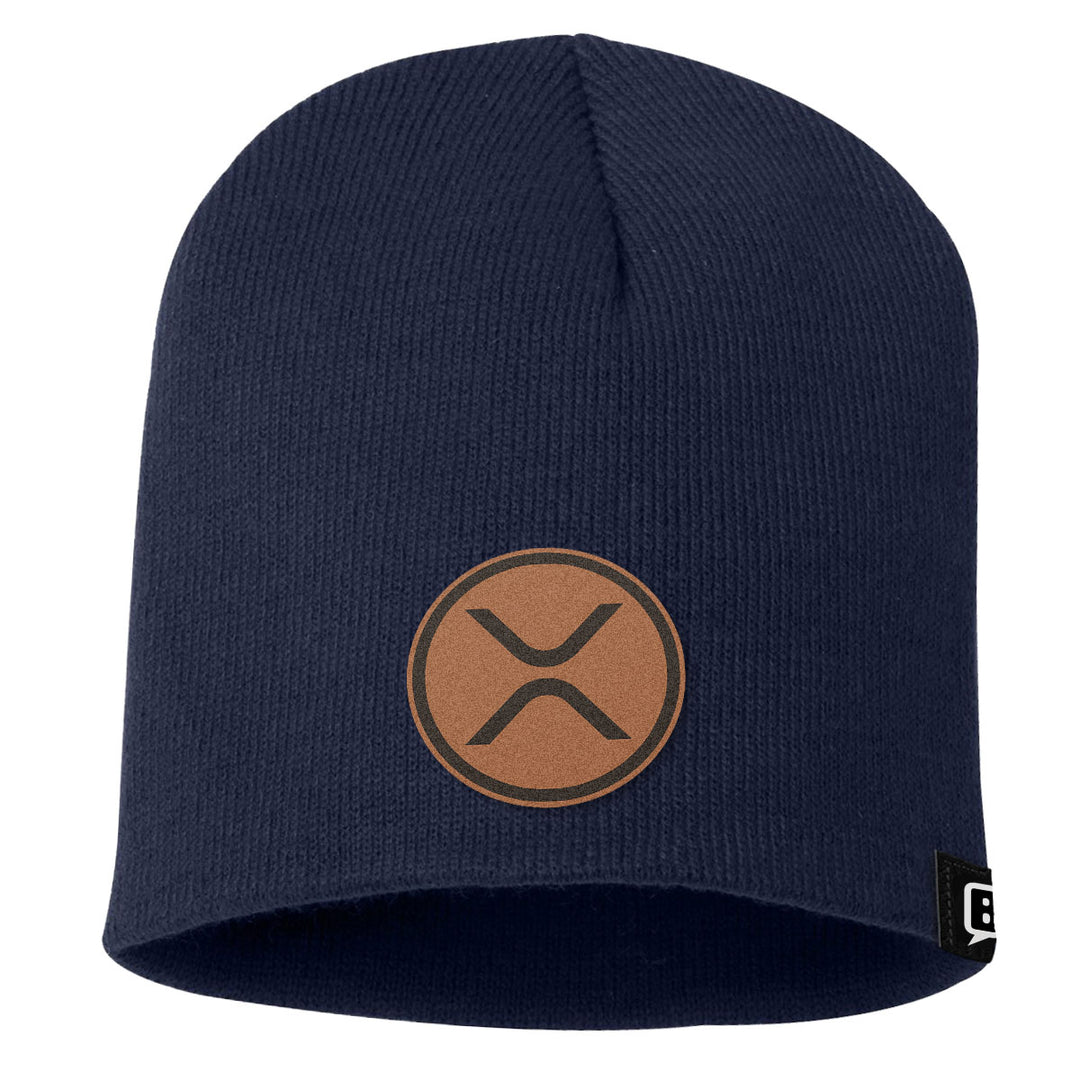 XRP Leather Patch Beanies - BustedTees.com