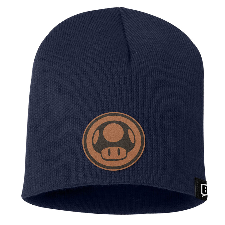Power Up Leather Patch Beanies - BustedTees.com