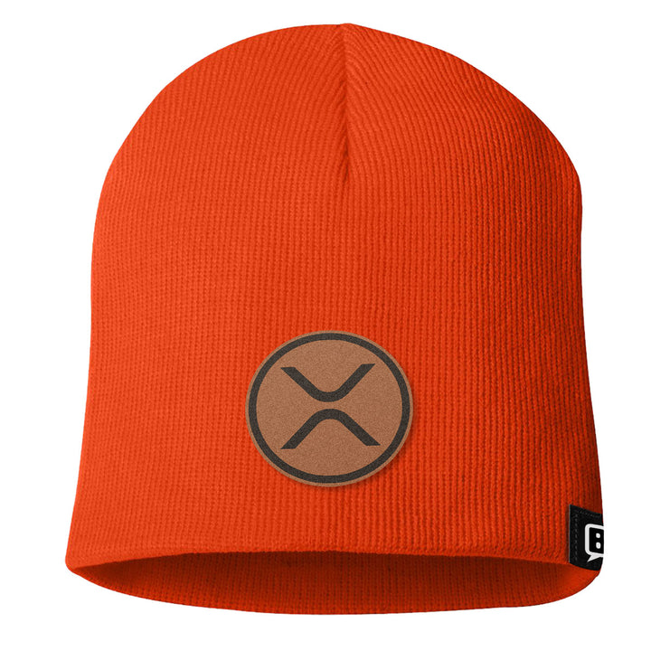 XRP Leather Patch Beanies - BustedTees.com