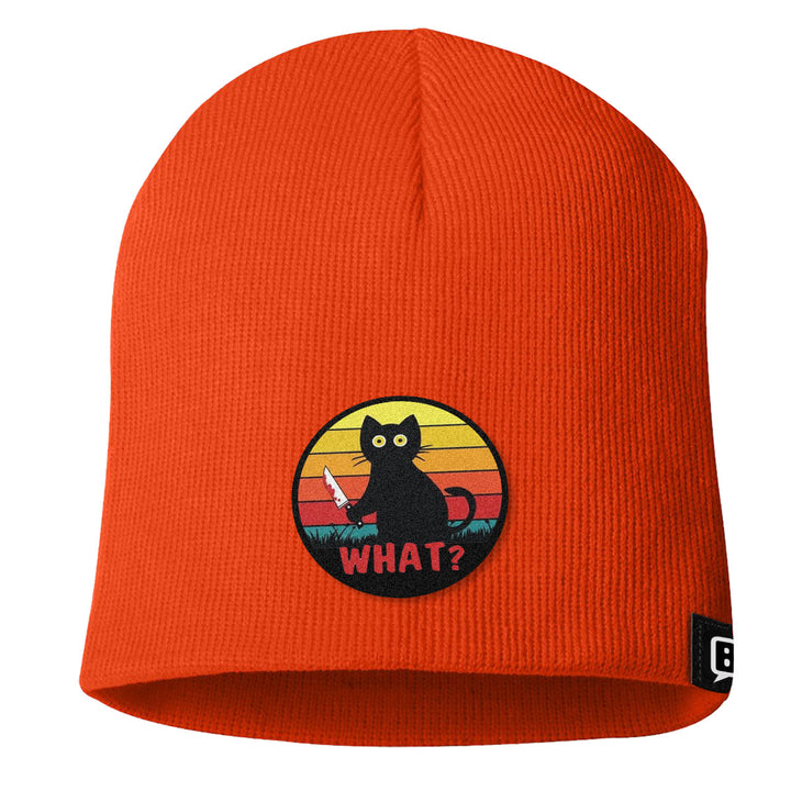 Retro Murderous Cat Patch Beanies - BustedTees.com