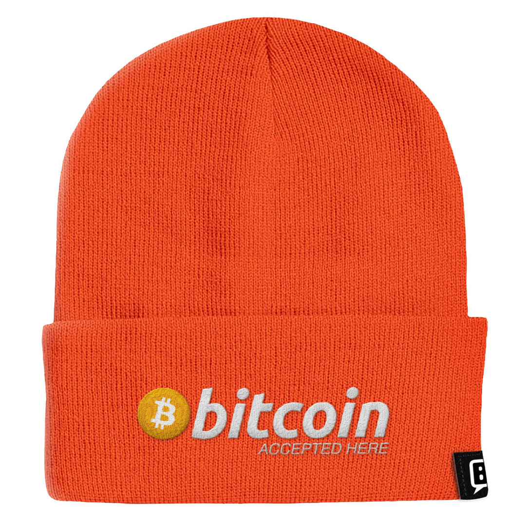 Bitcoin Accepted Here Beanies - BustedTees.com